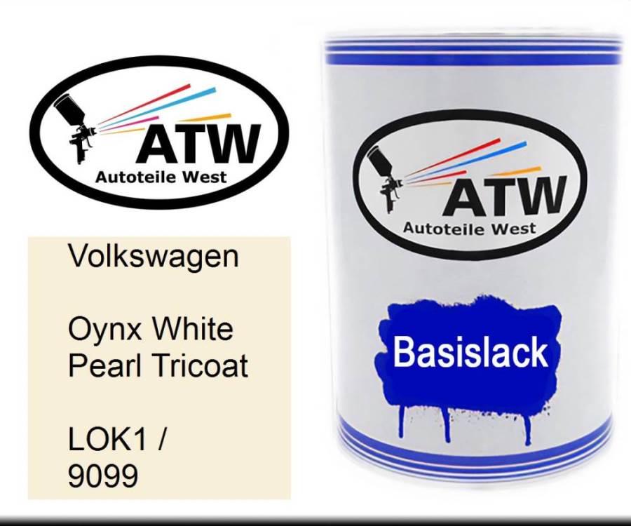 Volkswagen, Oynx White Pearl Tricoat, LOK1 / 9099: 500ml Lackdose, von ATW Autoteile West.